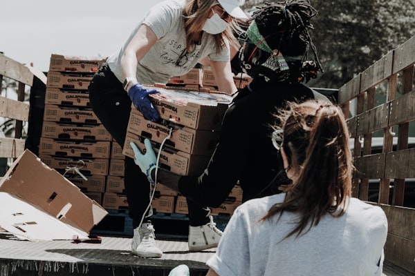 Community members working together near a restored water body